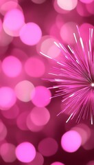 Wall Mural - Abstract pink light bursts with bokeh background.