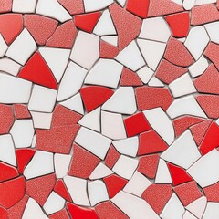 Canvas Print - Abstract red and white mosaic tile wall background.