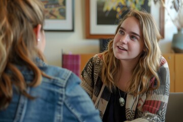 Student is talking with a school counselor about college