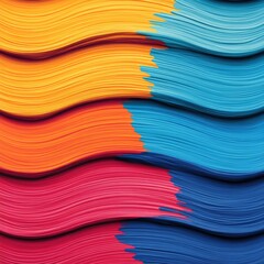 Wall Mural - Abstract wavy pattern with vibrant colors of blue, yellow, orange and pink.