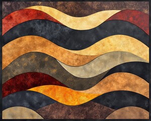 Poster - Abstract wavy pattern of brown, orange, and red with a textured background.