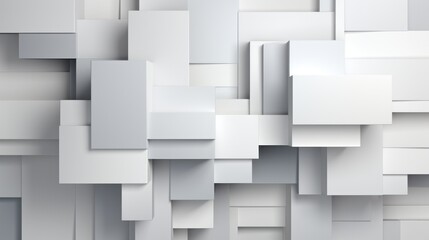 Canvas Print - A modern abstract composition of overlapping white rectangles and squares creating depth.