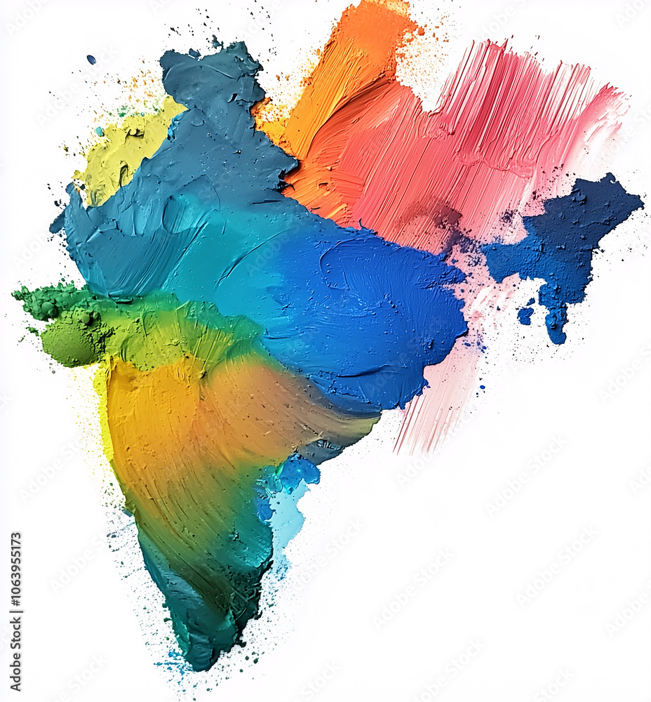 Artistic and Colorful Map of India with Cultural Motifs, Traditional ...