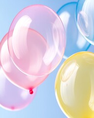 Sticker - Close-up of colorful balloons on a blue background.