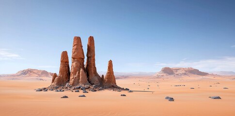 Wall Mural - a panorama of mars, an alien landscape, mars at sunrise, a rendering of mars