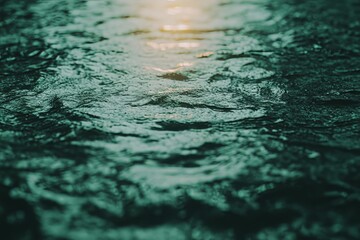 Poster - Closeup of the water surface with ripples and sunlight.