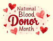 © Dzenka - National blood donor month banner with heart and blood drop design for awareness campaigns