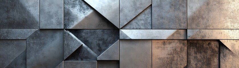 Abstract Geometric Pattern of Gray and Brown Metal Panels