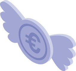 Poster - Euro coin with wings symbolizing fast international money transfer, secure transactions, and global finance