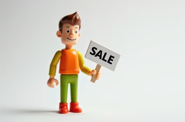 Wall Mural - toy man holding a sign with the text (Sale)