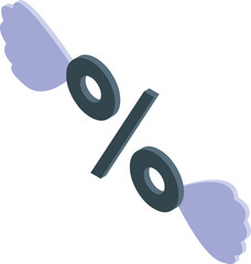 Poster - Winged percentage symbol soaring, depicting rising sales and profits