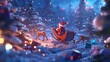 © Whitecatz - A festive scene featuring Santa in a sleigh surrounded by snow, trees, and presents, evoking a magical Christmas atmosphere.
