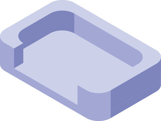Poster - Light purple rectangular slot with rounded edges and inner grooves, creating an empty space, presented in isometric view