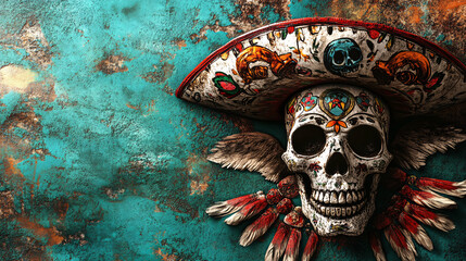 Wall Mural - day of the dead sugar skull pirate  illustration  graphic design