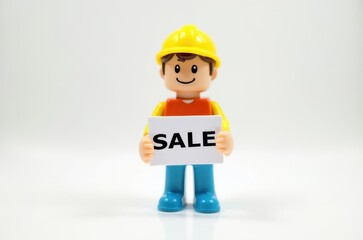 Wall Mural - toy man holding a sign with the text (Sale)