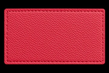red leather patch with stitching.