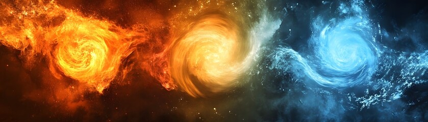 Poster - Abstract representation of elemental forces in vibrant colors, showcasing the beauty of cosmic swirls and energy.