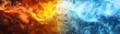 © Ytnart - Dynamic clash of fire and water, showcasing vibrant orange flames and cool blue waves in an artistic abstract representation.