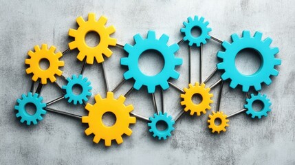 Poster - Colorful Gears on Concrete Background