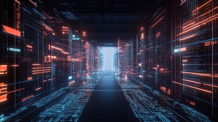  - Futuristic Digital Corridor with Neon Lights