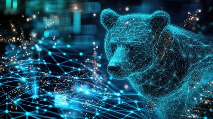Poster - Digital Bear with Network Connections Visual Representation
