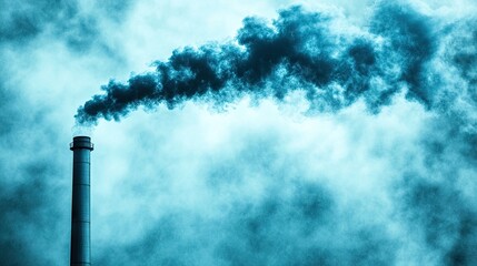 industrial chimney emitting dark smoke against sky
