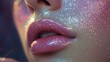 © Alla Bondaruk - Glossy pink lips adorned with ethereal glitter sparkle under soft lighting, creating a dreamy and surreal ambience