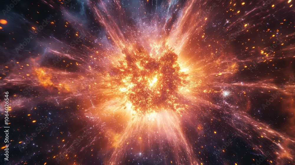 Simulation a supernova explosion creating heavy elements and spreading ...
