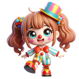  cartoon character cute girl dressed as clown, animated, clown girl