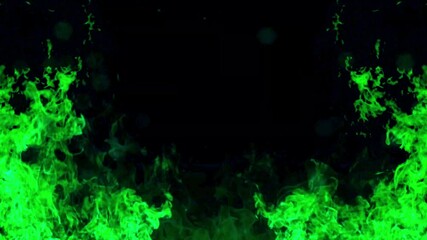 Wall Mural - background of green flames burning