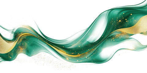 Poster - Vibrant green wave design with movement and dynamism. Multiple lines create flow and motion on isolated transparent background. Sophisticated gray border adds to modern look. Alpha mask.