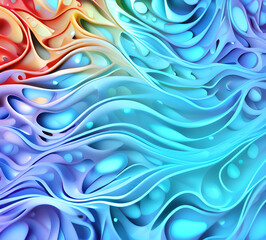 Leinwandbilder - Blue and colorful wavy dynamic motion graphics. light motion shape curve. wavy banner template. background texture, neat cracks, 8k quality. generative ai	