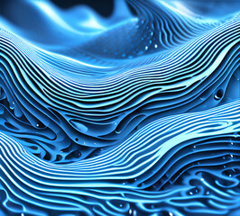 Leinwandbilder - Blue and colorful wavy dynamic motion graphics. light motion shape curve. wavy banner template. background texture, neat cracks, 8k quality. generative ai	