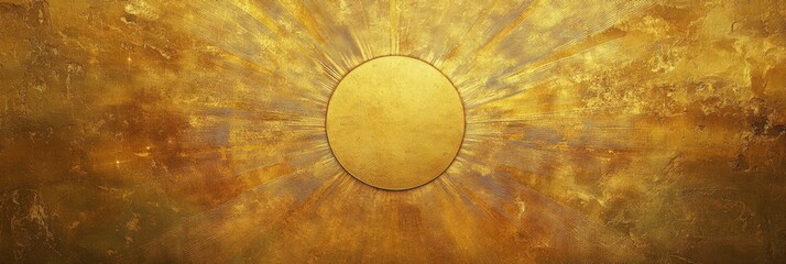 Wall Mural - a radiant golden sun, shining against a textured background, with rays radiating warmth and celebrat