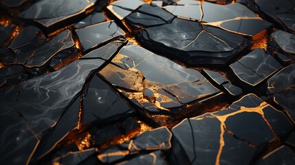 Wall Mural - Black marble background with hints of gold and silver, adding sophistication to any design project.
