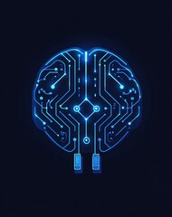 Poster - Futuristic AI brain with circuit design and digital connections