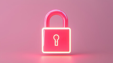 glowing pink padlock symbolizing security and protection