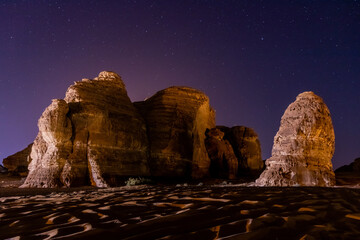 Wall Mural - Night view of rock formations near Al Ula, Saudi Arabia