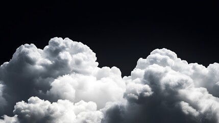 Wall Mural - White cumulus clouds against black background