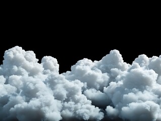 Wall Mural - White cumulus clouds against black background