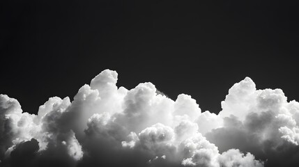Wall Mural - White cumulus clouds against black background