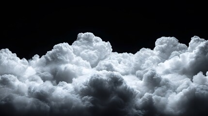 Wall Mural - White cumulus clouds against black background