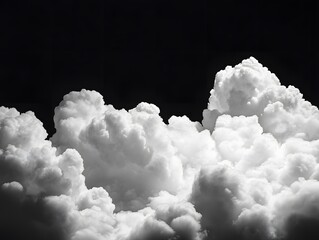 Wall Mural - White cumulus clouds against black background