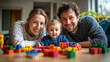 © Graphics.Parasite - Parents Teaching Toddler Counting Skills with Colorful Blocks