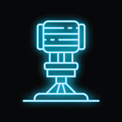 Poster - Blue glowing neon line milling machine icon isolated on black background