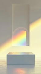 Canvas Print - a white cube with a rainbow on it