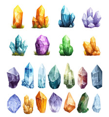 Poster - Colorful Crystals on Transparent Background