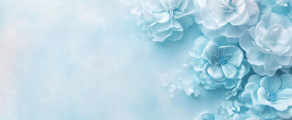 abstract soft light blue floral background banner with copy space for modern design
