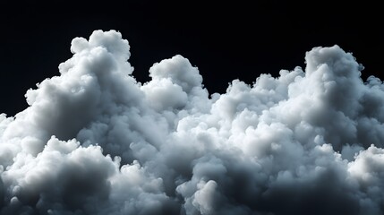 Wall Mural - soft and fluffy white cloud isolated on black background