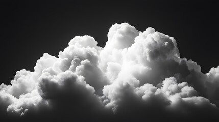 Soft and fluffy white cloud isolated on black background